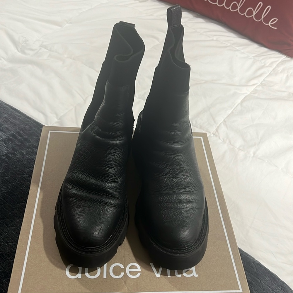 Black leather boots